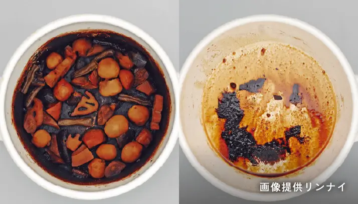 煮物などで焦げついた場合、鍋を傷める前に自動消火します。